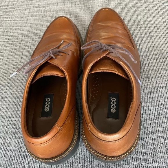 ✨SOLD✨ ECCO Shock Point Brown Lace-up Oxford Dress Shoes Men's Sz 47 EU/ 13- US - Picture 3 of 5